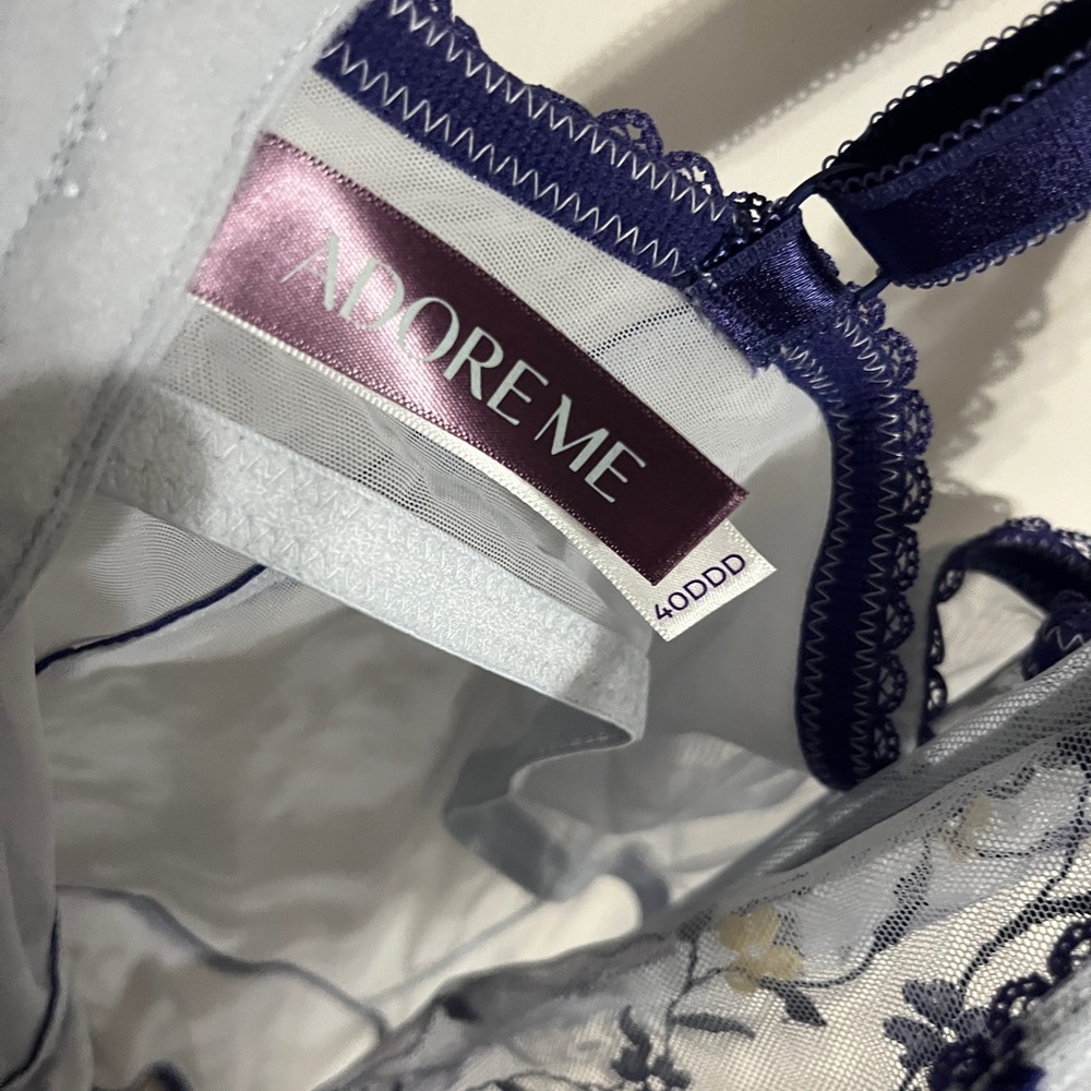 ๐ 40DDD Adore me Floral Sheer Corset Top with Blue Straps - Picture 3 of 8